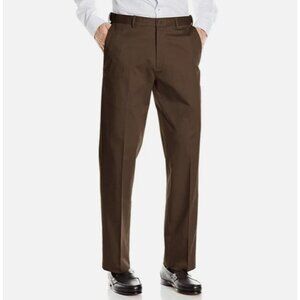 NEW Haggar Men's 30x32 Premium Flex Slim-Straight Dress Pants Brown